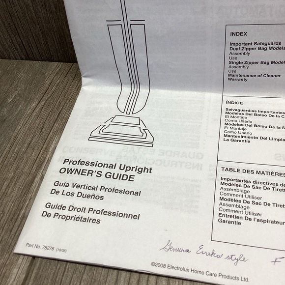 Electrolux Sanitaire System Professional Heavy Duty Upright Vacuum Owners Guide - Picture 5 of 7